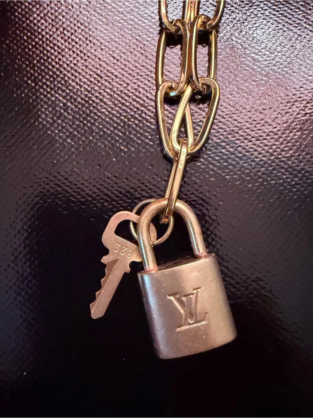 Louis Vuitton Gold-Tone Padlock and Key Chain Necklace
